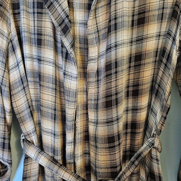 Gilded Intent plaid long cardigan coat. Size M. - Picture 2 of 6